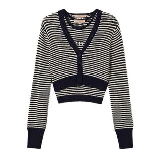 TWINSET striped Oval T cardigan with top